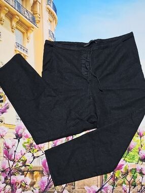 Elsa Esturgie Classic Black Drawstring Casual Pants Size 38